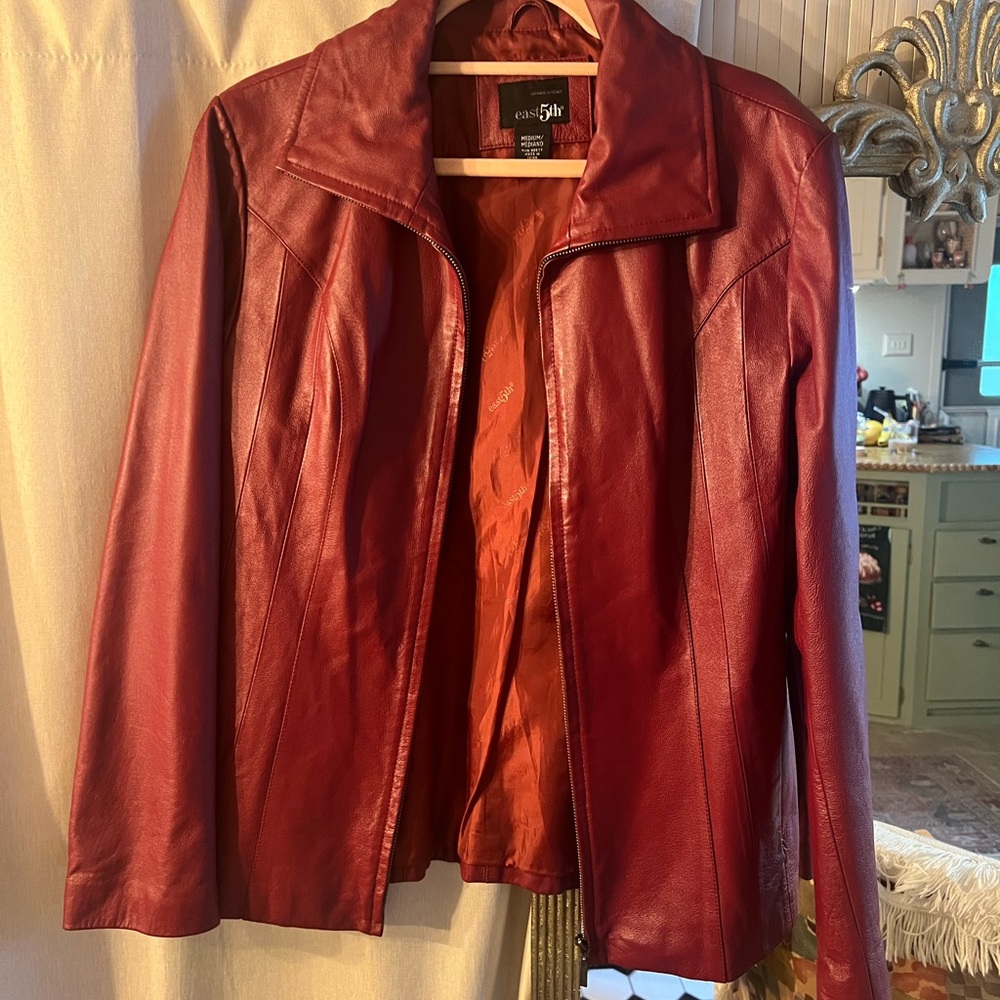 Women's Red Leather Jacket